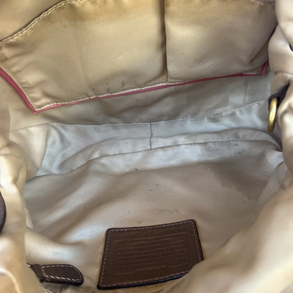 Coach 13641 Ali Y2K Khaki Signature Sateen Bronze Leather RARE Shoulder Hobo Bag